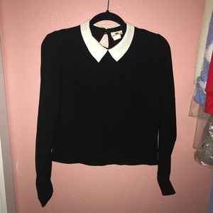Black long sleeve Top with White Collar